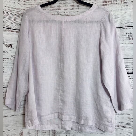 Nicole Miller Top Womens size Small Linen back Button Up woven Blouse Minimalist - Picture 1 of 13